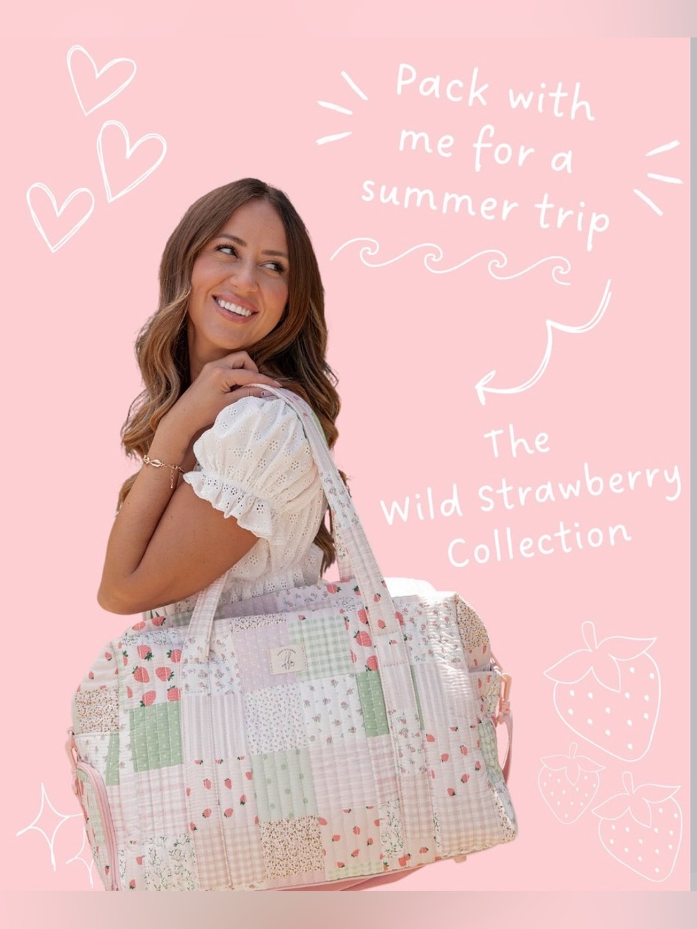 🍓Poppy & Peonies x Fallon Wild Strawberry Patchwork Quilted Road Tripper Bag